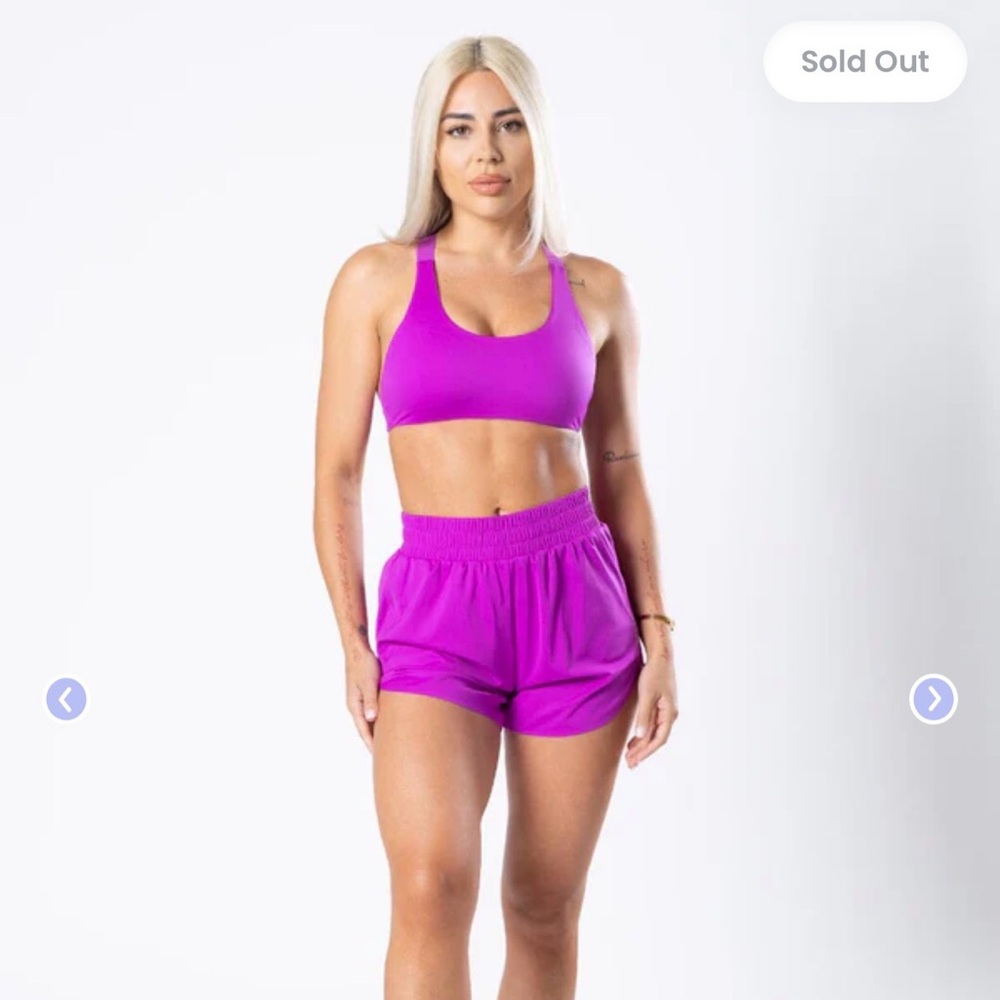 PARAGON FeatherKnit Vibrant Purple Track Short + Crossover Bra Set!